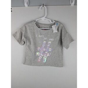 The Childrens Place Girls Gray Hashtag Sequin Crop Tee XS TP 4